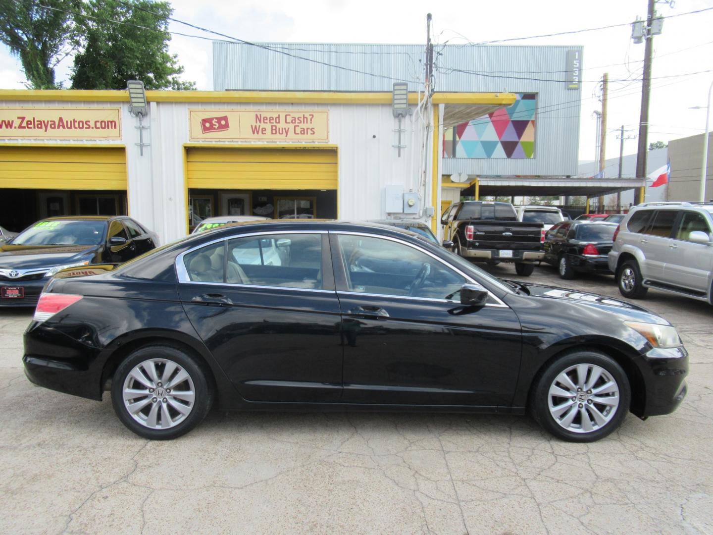 2011 Black /Tan Honda Accord EX-L Sedan AT (1HGCP2F8XBA) with an 2.4L L4 DOHC 16V engine, Automatic transmission, located at 1511 North Shepherd Dr., Houston, TX, 77008, (281) 657-1221, 29.798361, -95.412560 - Photo#0